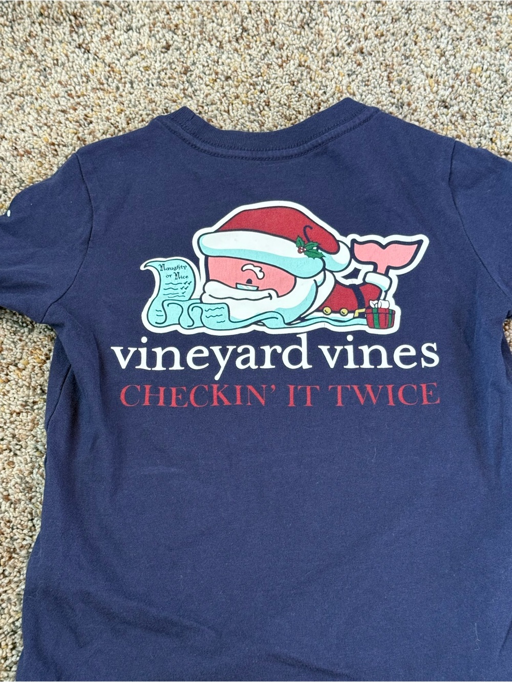 Vineyard Vines Toddler Christmas Santa Whale List “Checking It Twice” Shirt - 3T
